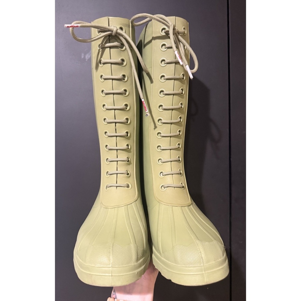 Native Shoes Johnny Treklite Bloom Tall Rain Boots Olive Green Lace Up Womens 8